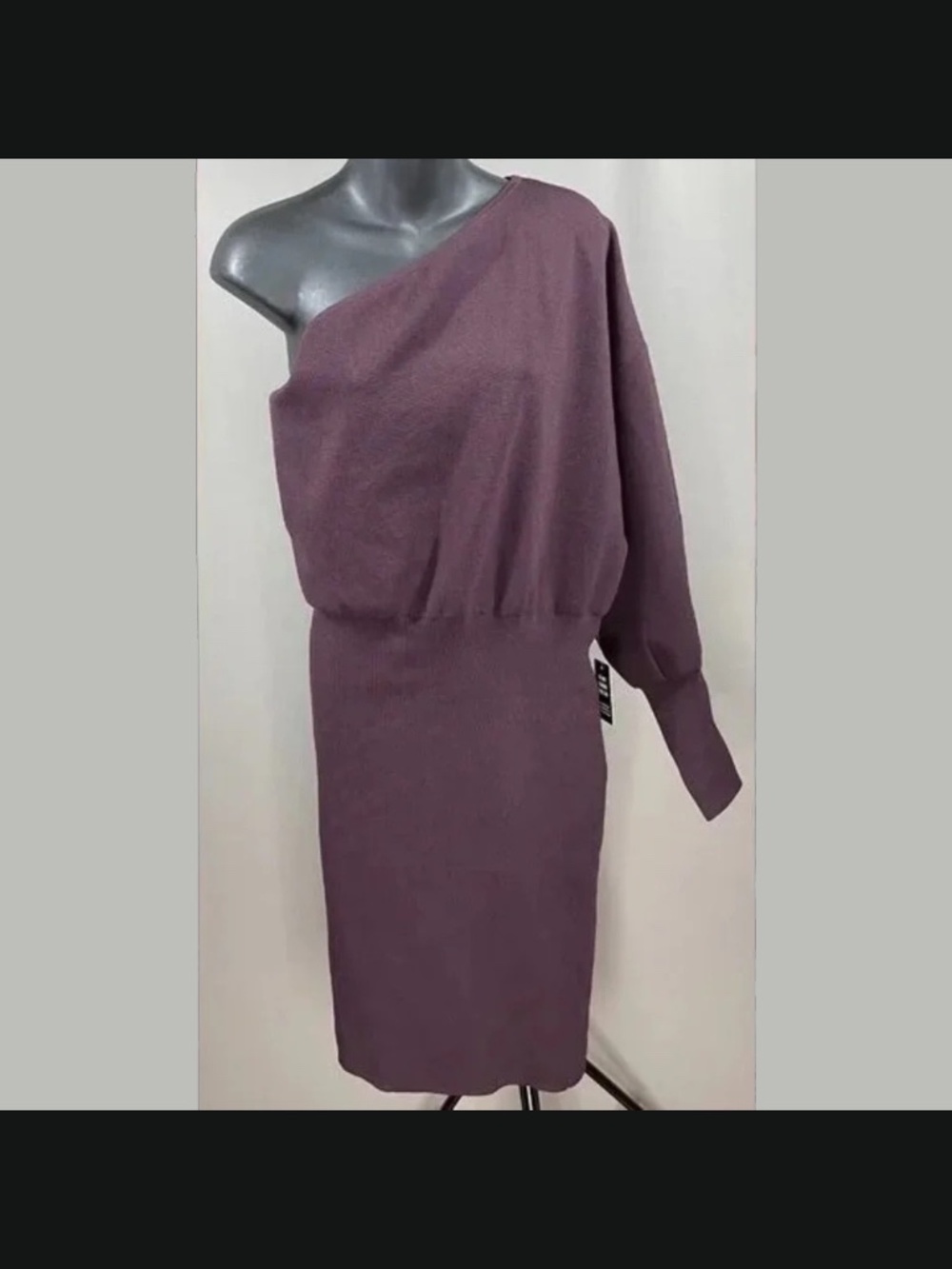 NEW Express Dress Womens XL burgundy red knit one shoulder blouson